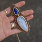 Lapis Lazuli & Rainbow Moonstone macrame necklace