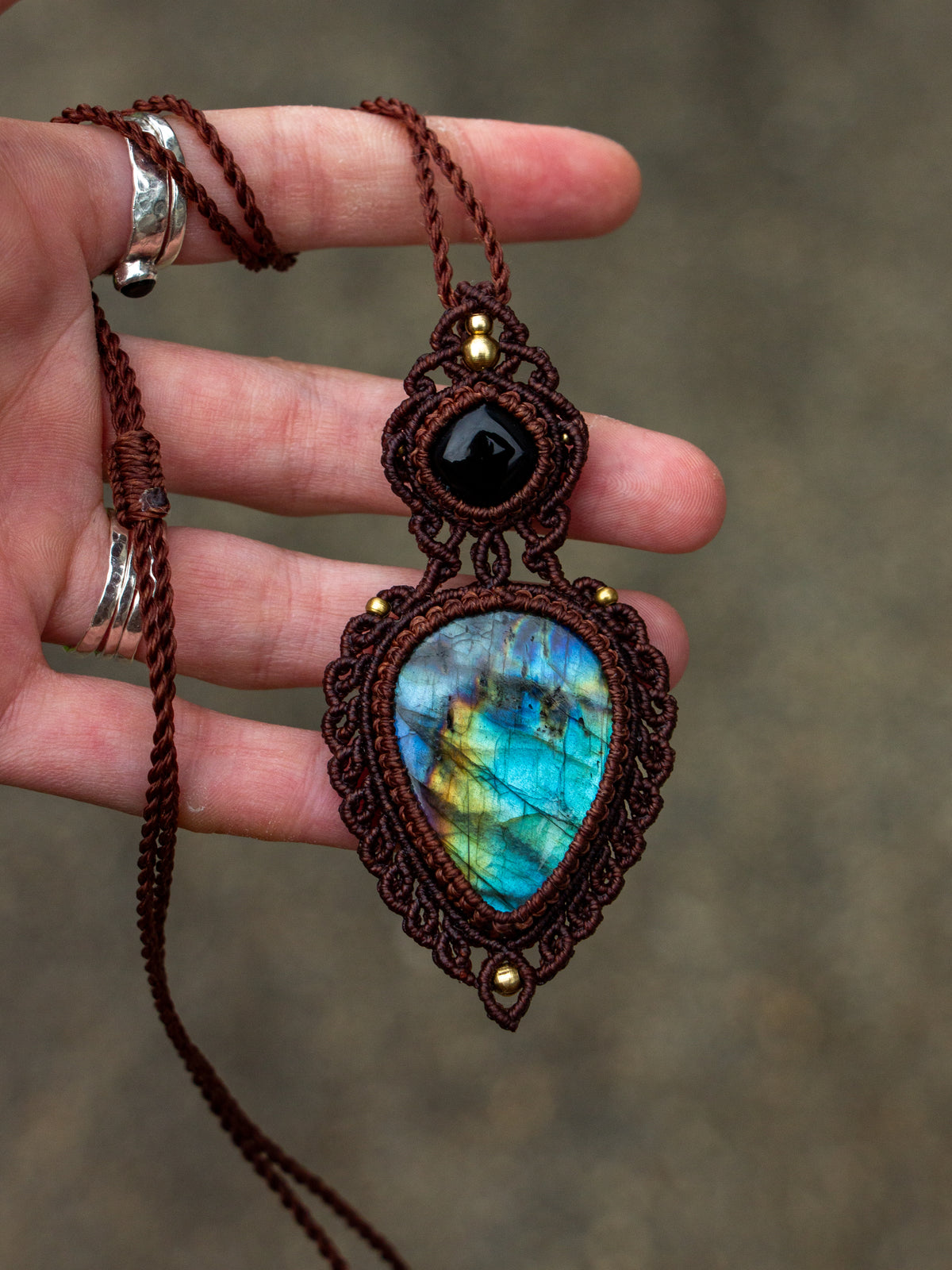 Labradorite & Onyx necklace