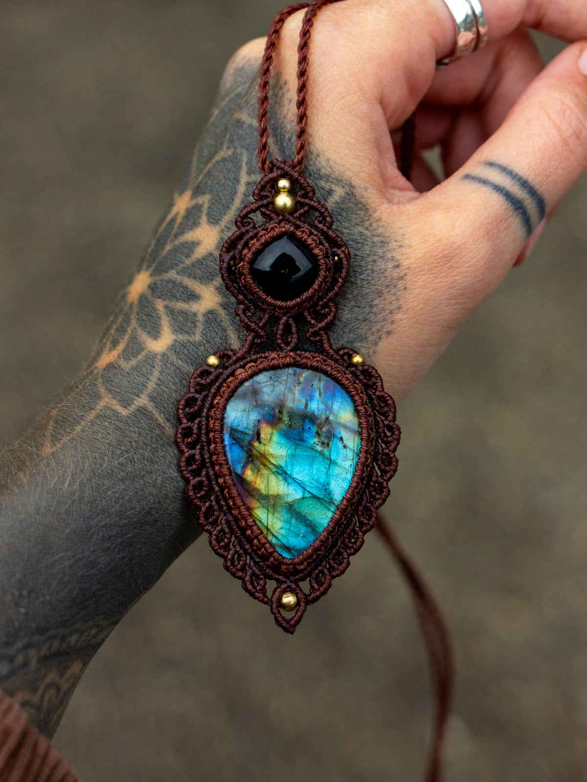 Labradorite & Onyx necklace
