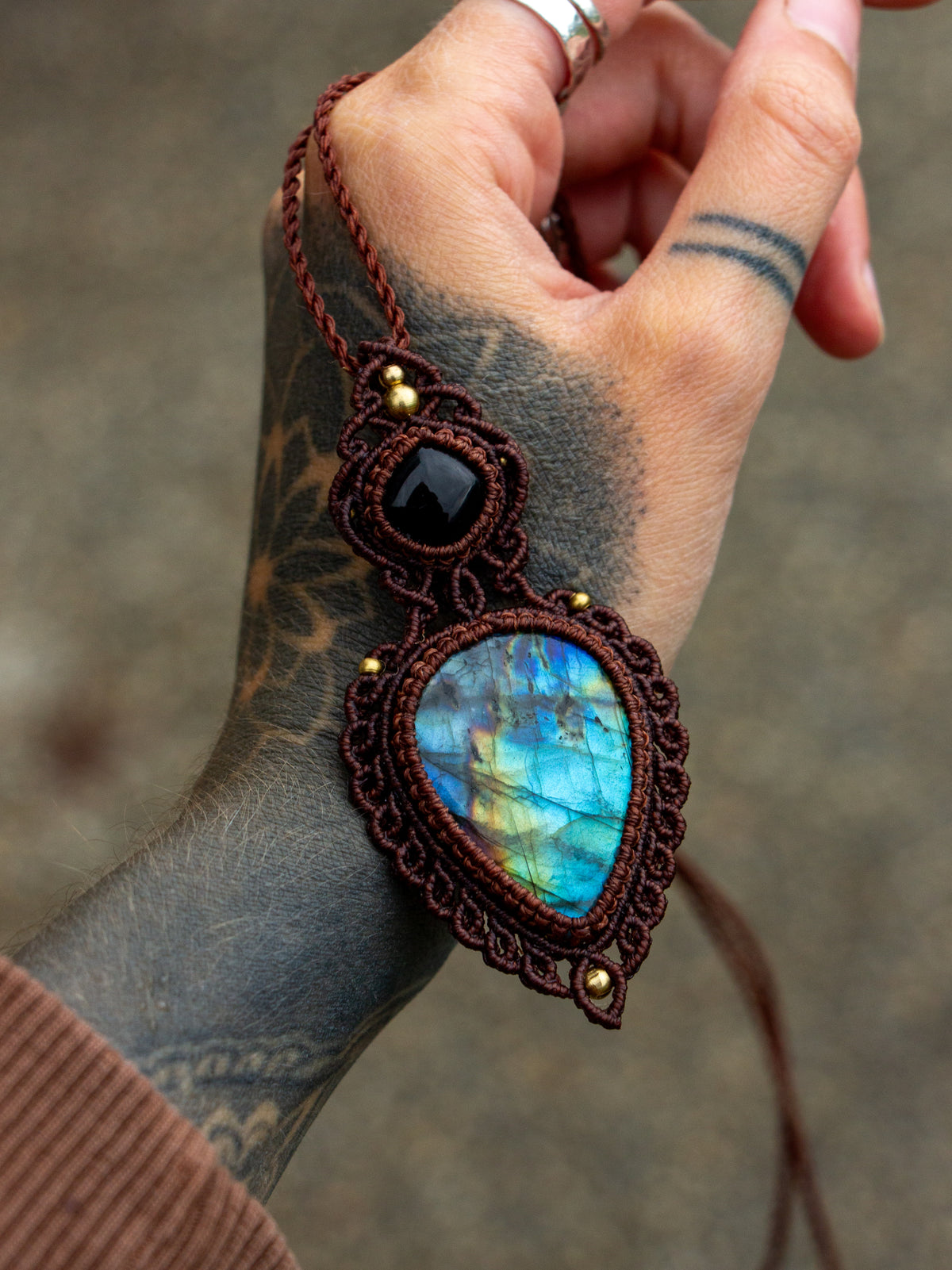 Labradorite & Onyx necklace