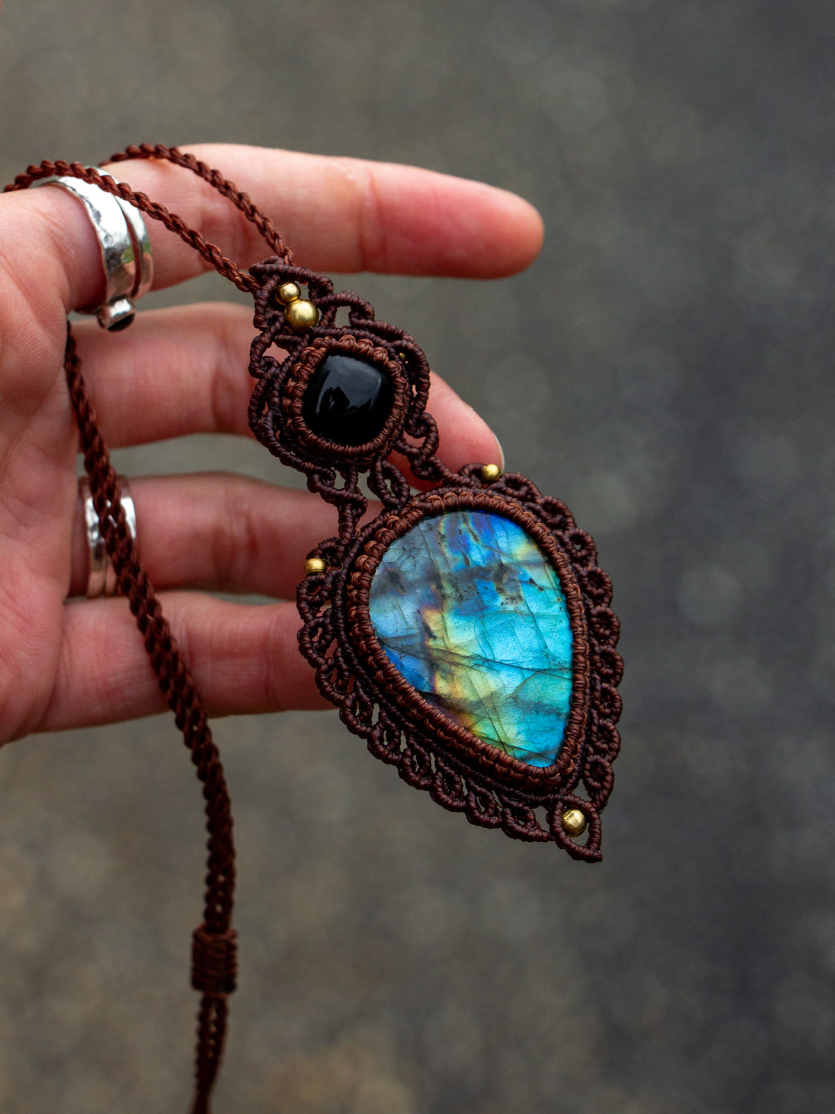 Labradorite & Onyx necklace