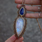 Lapis Lazuli & Rainbow Moonstone macrame necklace