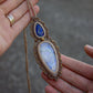 Lapis Lazuli & Rainbow Moonstone macrame necklace
