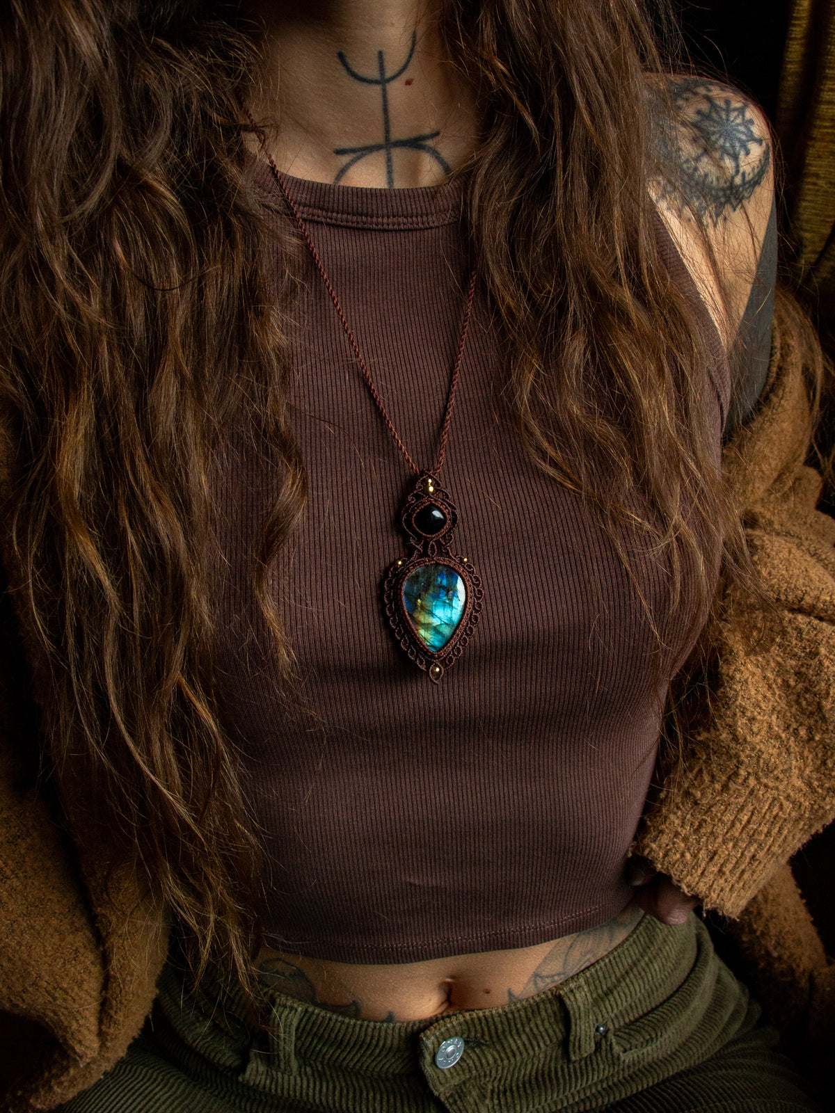 Labradorite & Onyx necklace