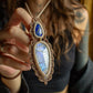 Lapis Lazuli & Rainbow Moonstone macrame necklace
