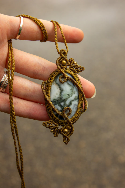 Moss Agate • macrame necklace