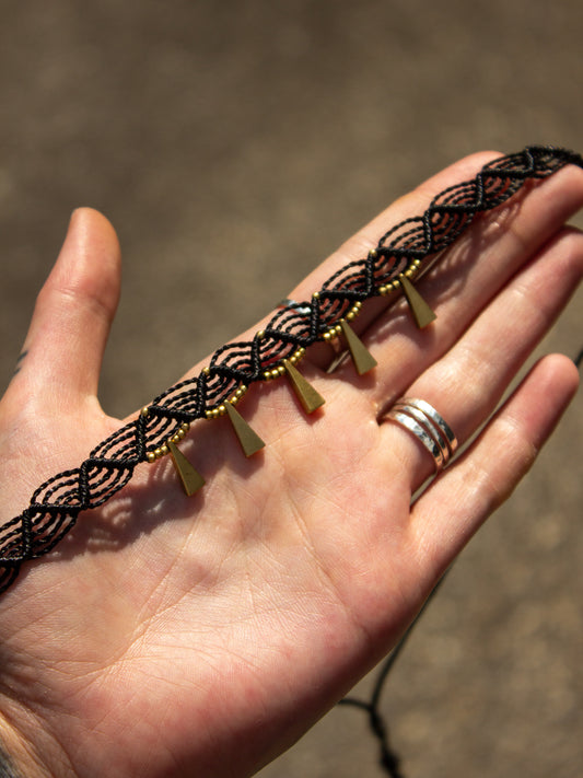 triangle macrame choker necklace
