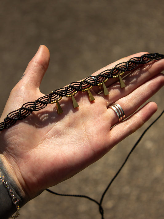triangle macrame choker necklace