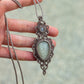 double Grey Moonstone macrame necklace