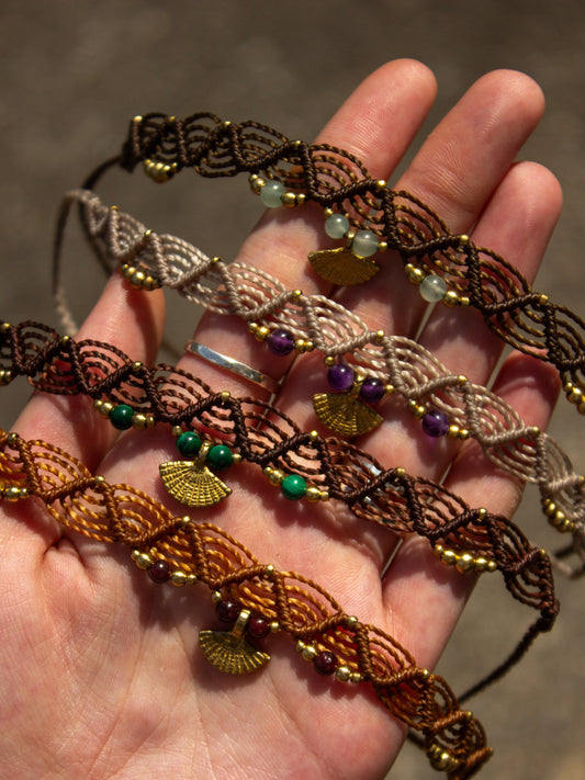 crystal macrame anklet