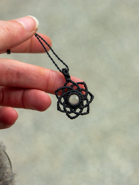 Grey Moonstone macrame necklace