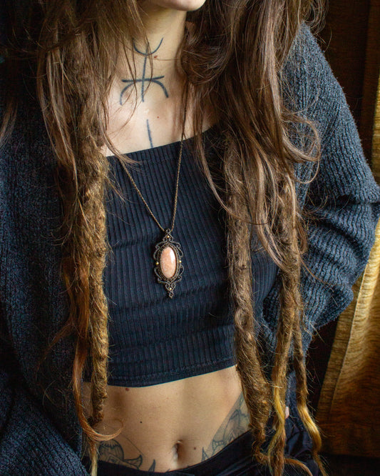 Peach Amazonite • macrame necklace