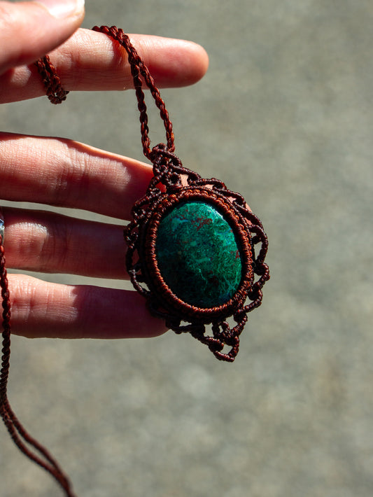 Chrysocolla macrame necklace