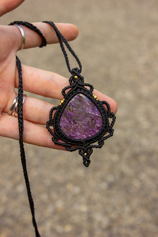 Charoite • macrame necklace