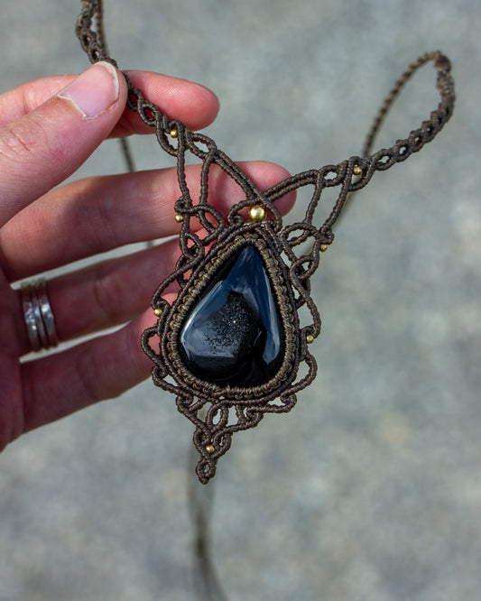 Black Druzy Onyx necklace