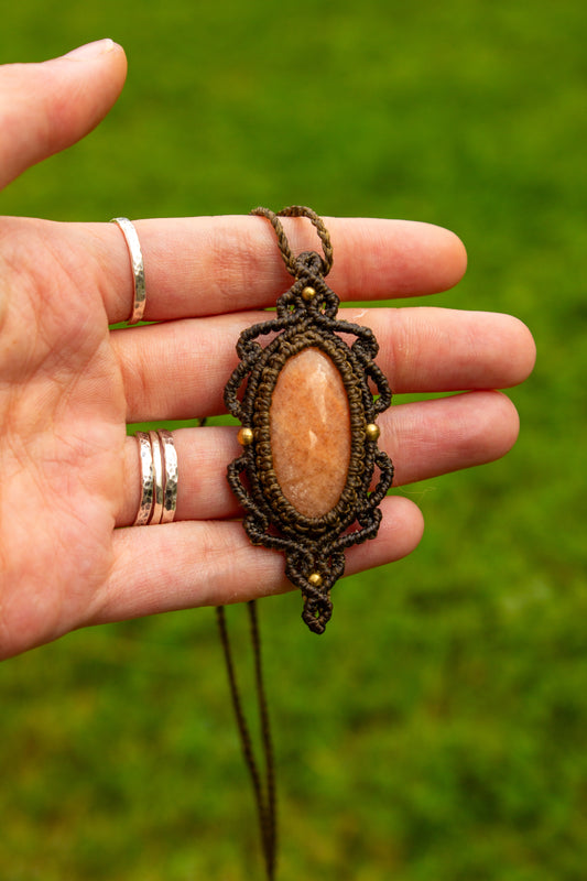 Peach Amazonite • macrame necklace