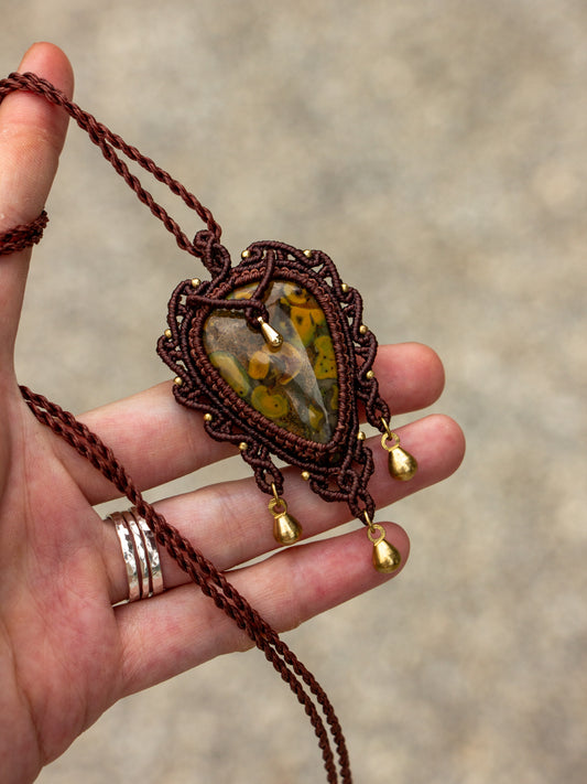 Fruity Jasper macrame necklace