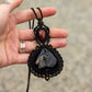 Red Jasper & Druzy Onyx macrame necklace