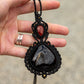 Red Jasper & Druzy Onyx macrame necklace