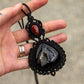 Red Jasper & Druzy Onyx macrame necklace