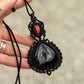 Red Jasper & Druzy Onyx macrame necklace