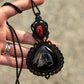 Red Jasper & Druzy Onyx macrame necklace