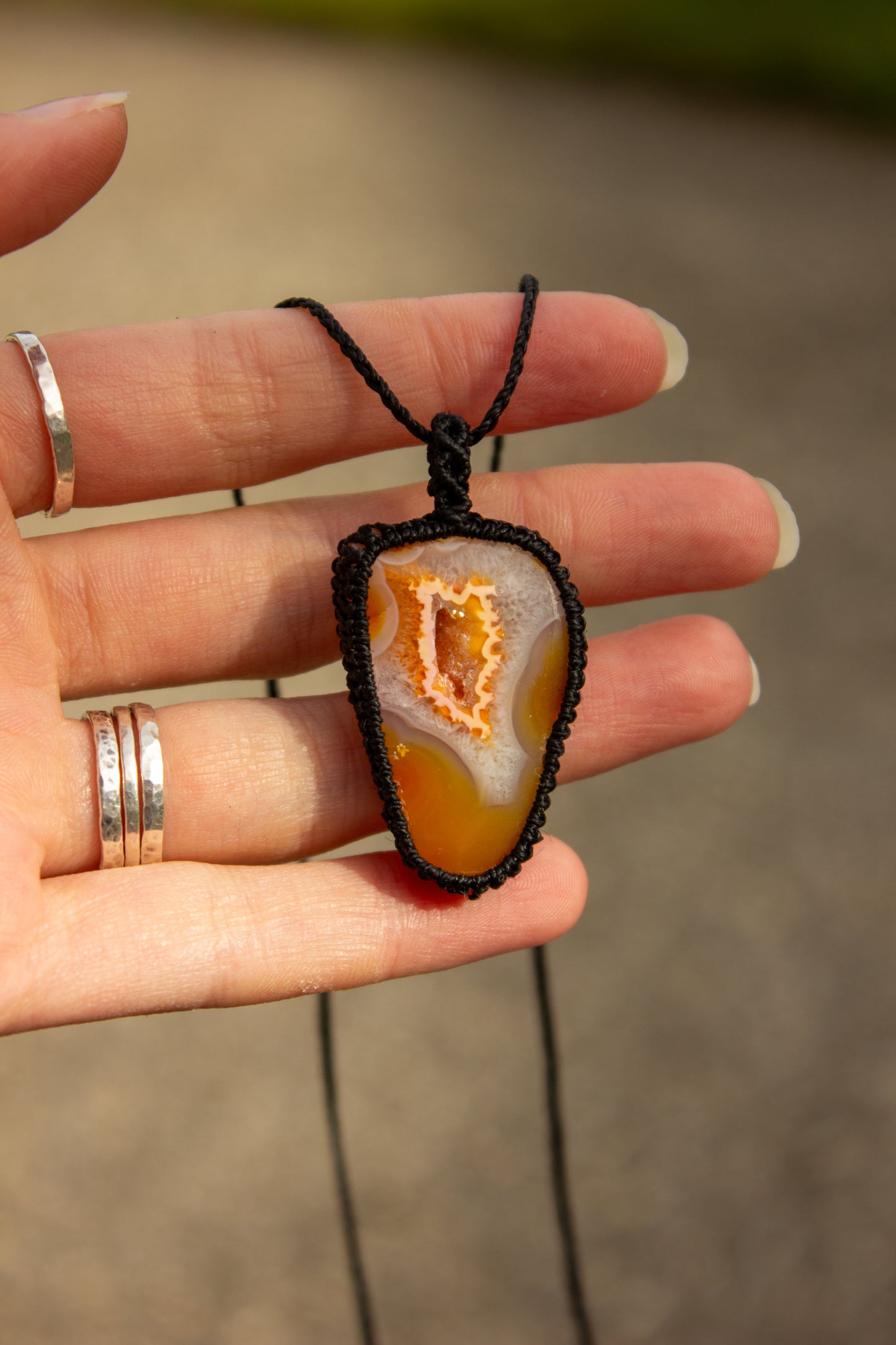 crystal macrame necklace