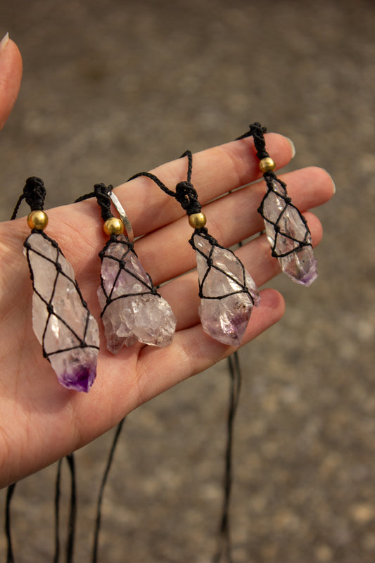 Amethyst Quartz • macrame necklace