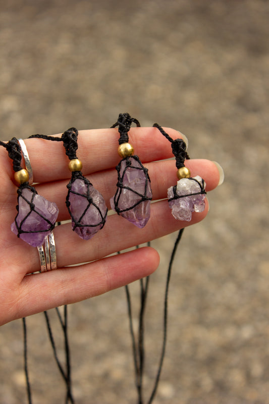 Amethyst Quartz • macrame necklace