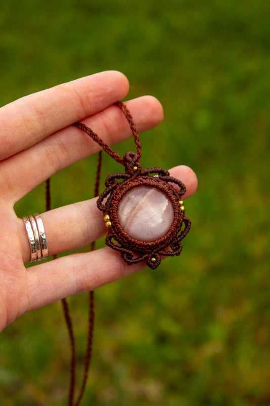 Peach Moonstone • macrame necklace