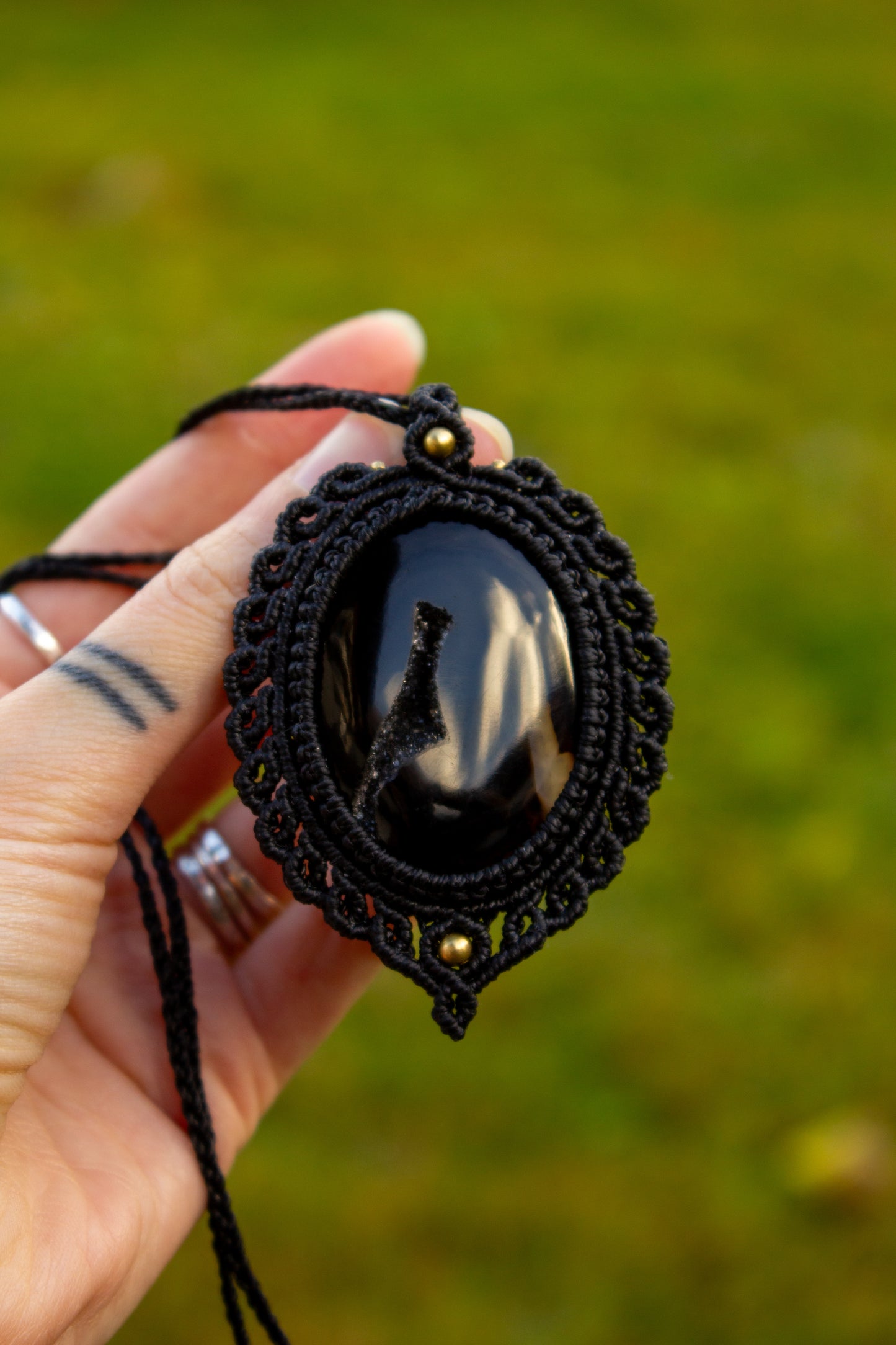 Druzy Onyx • macrame necklace