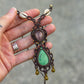 Clear Quartz & Chrysoprase macrame necklace