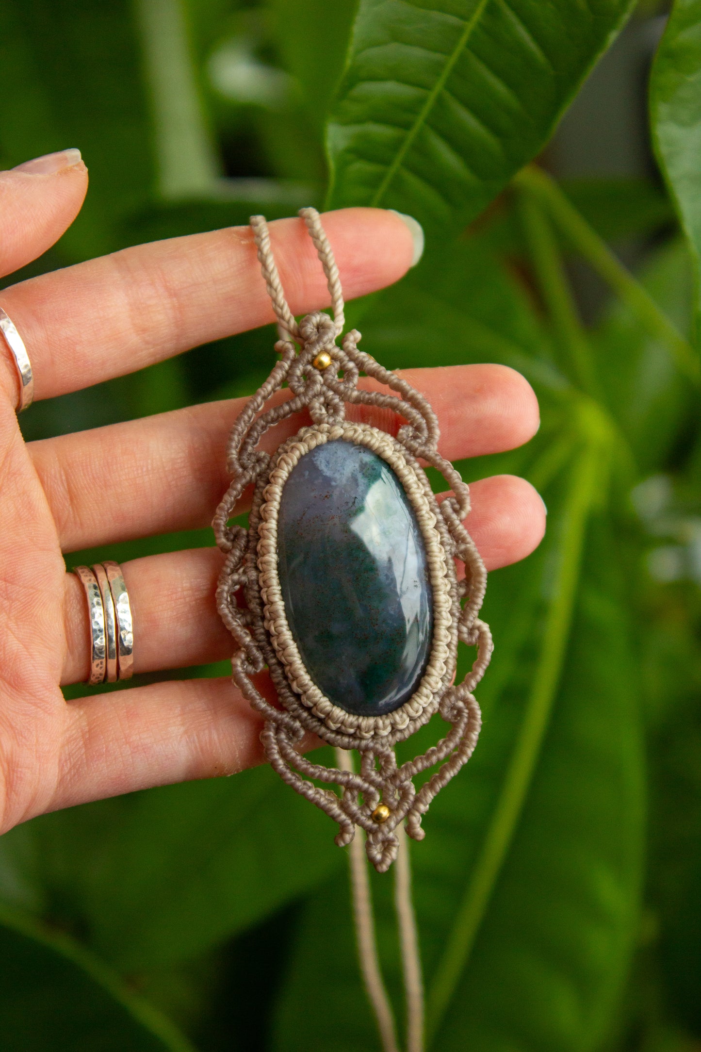 Moss Agate • macrame necklace