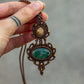 Sunstone & Moss Agate macrame necklace