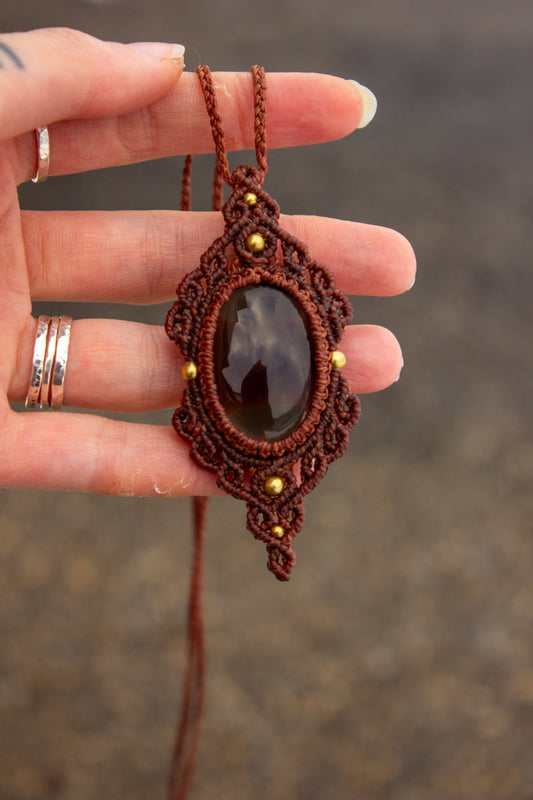Smokey Quartz • macrame necklace