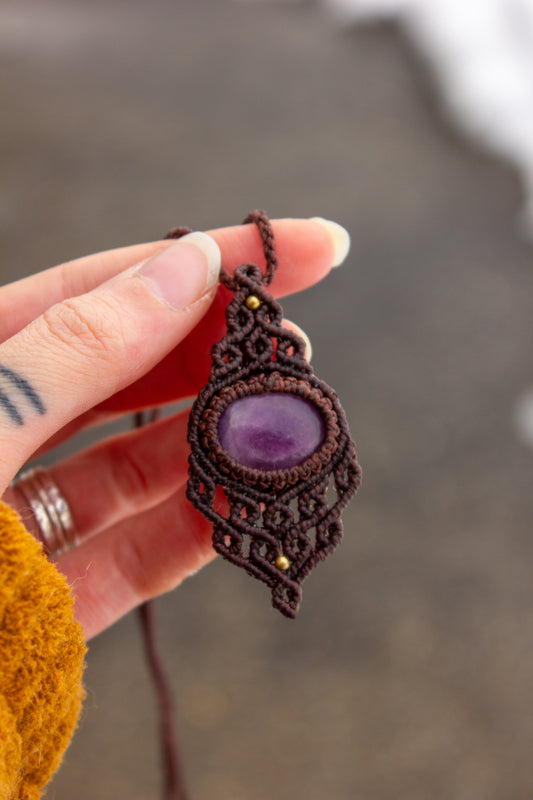 Lepidolite • macrame necklace