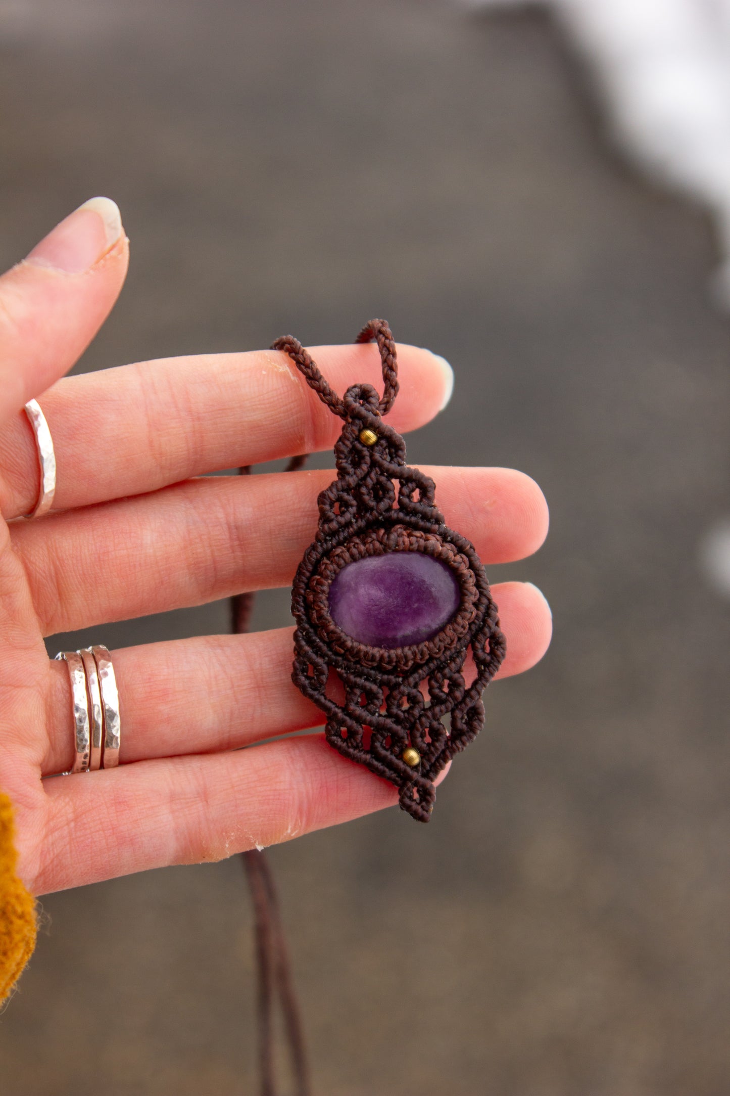 Lepidolite • macrame necklace