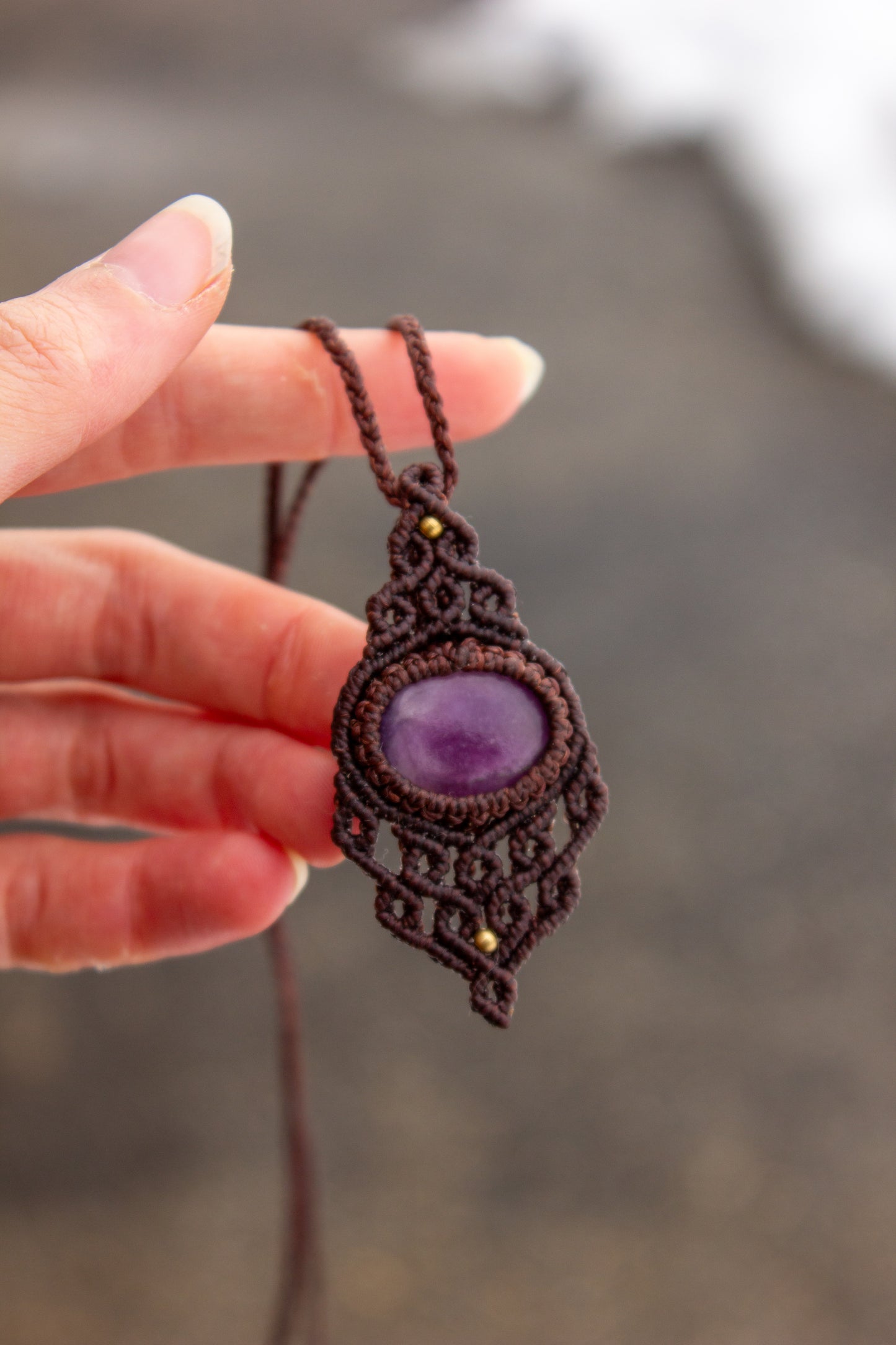 Lepidolite • macrame necklace