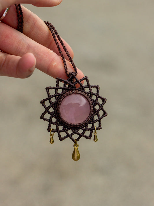 Rose Quartz macrame necklace