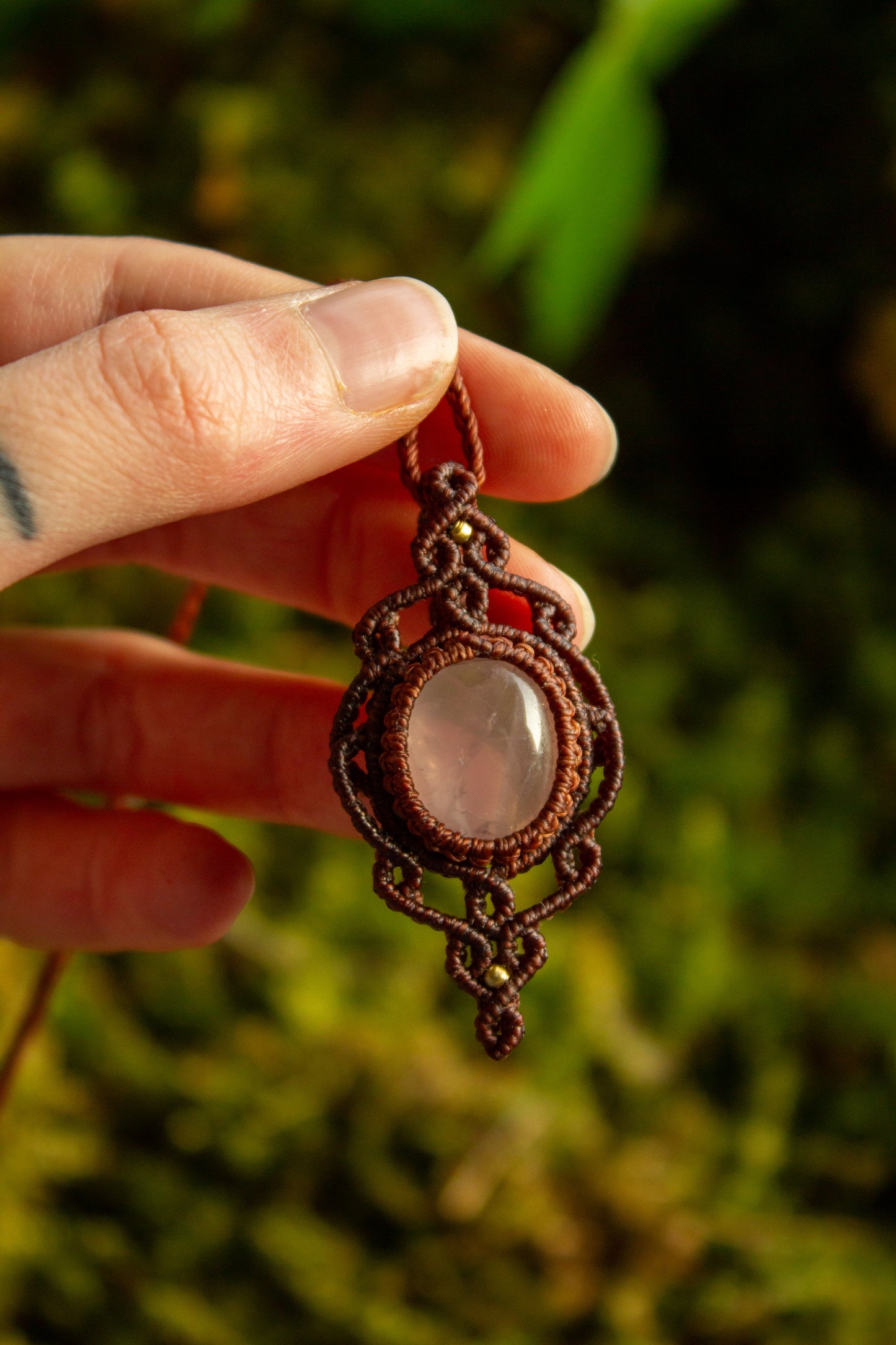 Rose Quartz • macrame necklace