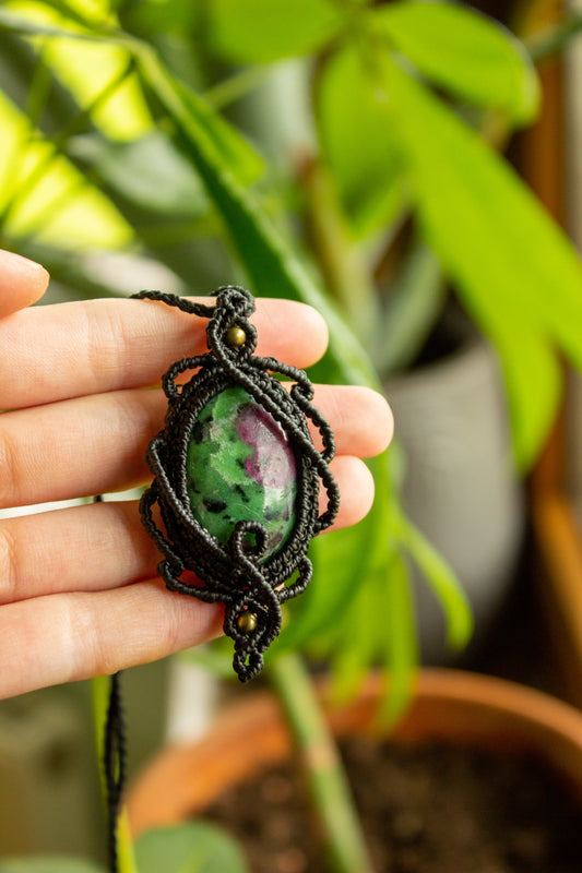 Lyric • Ruby Zoisite macrame necklace