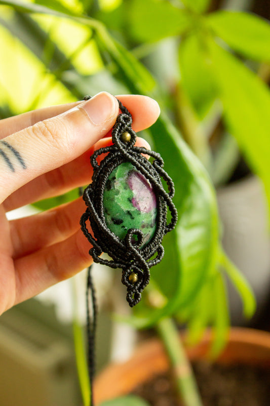 Lyric • Ruby Zoisite macrame necklace