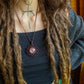 Autumn • Peach Moonstone mandala macrame necklace