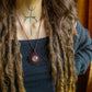 Autumn • Peach Moonstone mandala macrame necklace