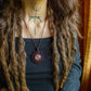 Autumn • Peach Moonstone mandala macrame necklace