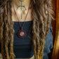 Autumn • Peach Moonstone mandala macrame necklace