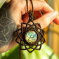 Kaya • Carved Labradorite mandala macrame necklace