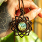 Kaya • Carved Labradorite mandala macrame necklace