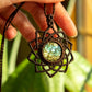 Kaya • Carved Labradorite mandala macrame necklace