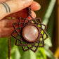 Autumn • Peach Moonstone mandala macrame necklace